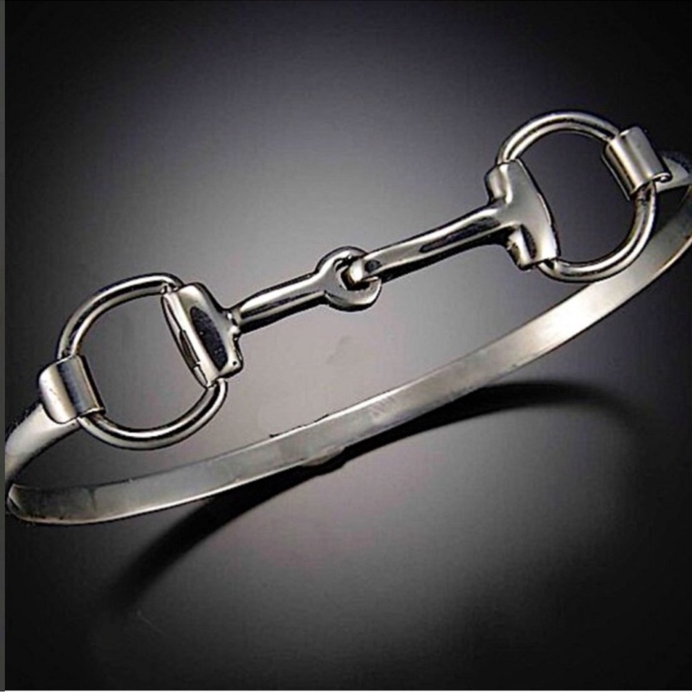 Sterling Silver Horse Bit Design Bangle Bracelet - Picture 8 of 8
